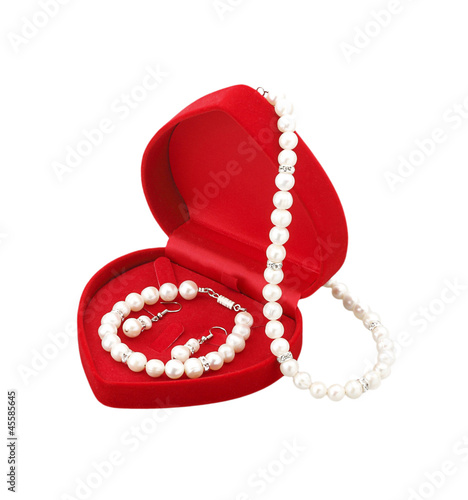 nice jewelry box with white pearl bracelet