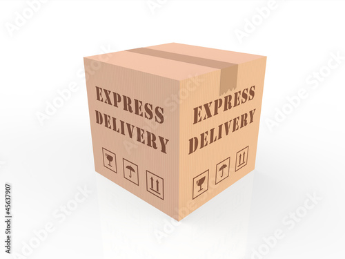 Przesyłka e-commerce - karton, paczka, wyizolowany na białym tle