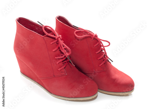 chaussures talon compensé rouge de femme