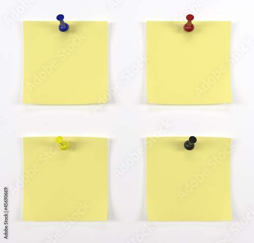 Four post it with push pins