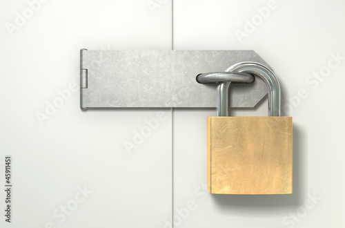 Padlock And Hasp Locked Front