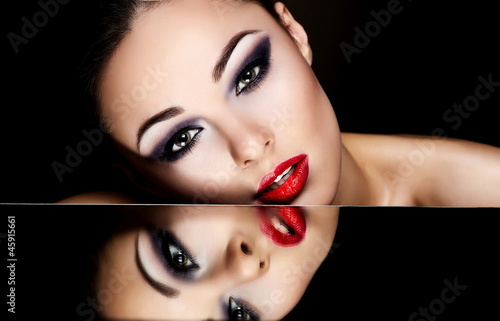 glamour fashion sexy female with bright makeup