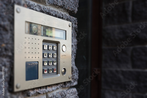 Close-up of building intercom