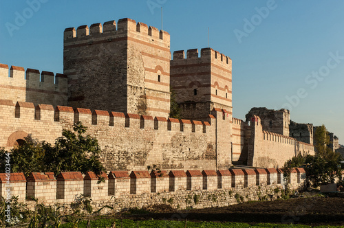 City walls of Istanbul after partial restoration