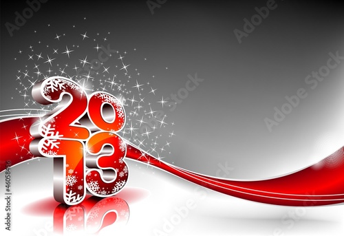 Vector Happy New Year design with shiny 2013 text.