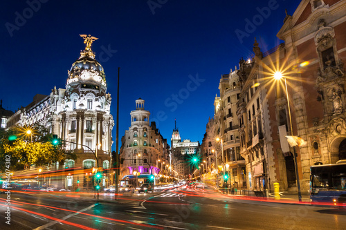 Gran Via w Madrycie, Hiszpania, Europa.