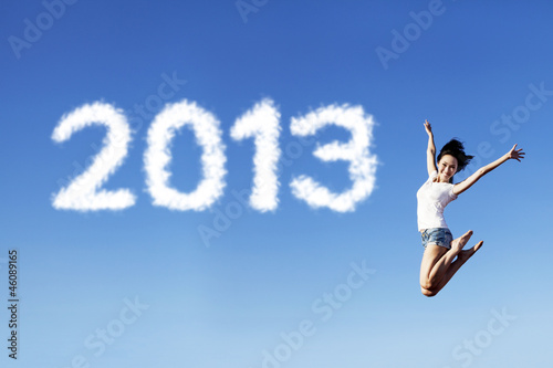 Embracing new year 2013 by jumping