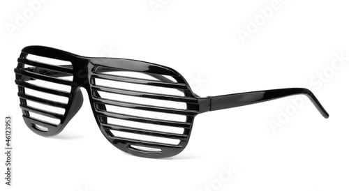 Black plastic shutter shades slatted sunglasses