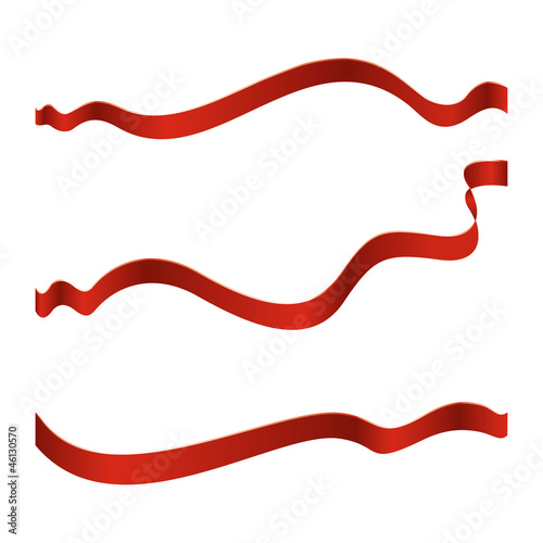 Set of red ribbons isolated on white background