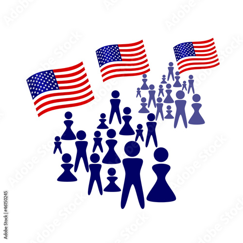 Gruppi di persone con bandiera americana