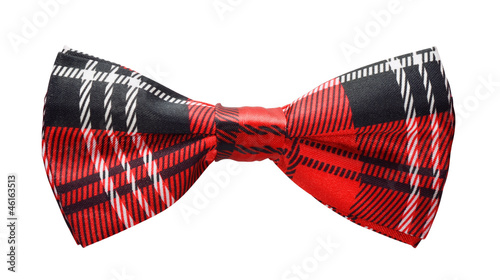 Red black plaid bow tie