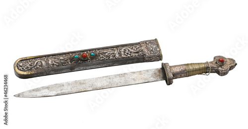Ancient knife and engraving scabbard