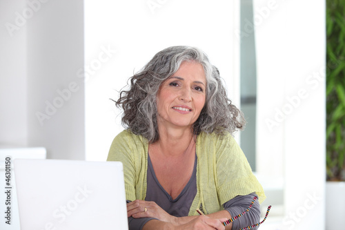 Woman in front of her laptop