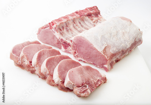 raw pork isolated on white - ready to cook