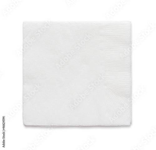 Blank paper napkin isolated on white background with copy space