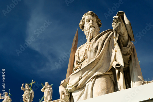 Statue of Apostle Paul in front of St Peter's basilica, Vatican, Rome, Italy