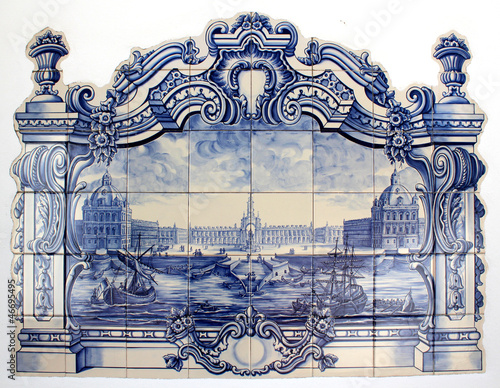 "Azulejo" Portuguese traditional hand painted art tile
