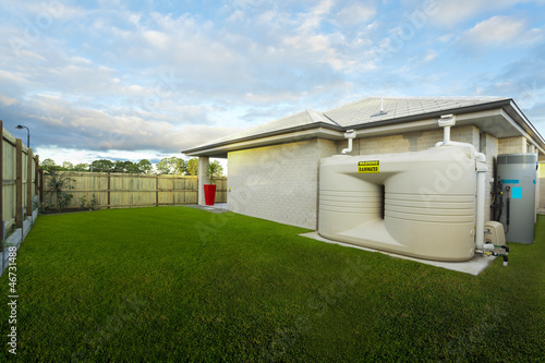 Backyard with water tank
