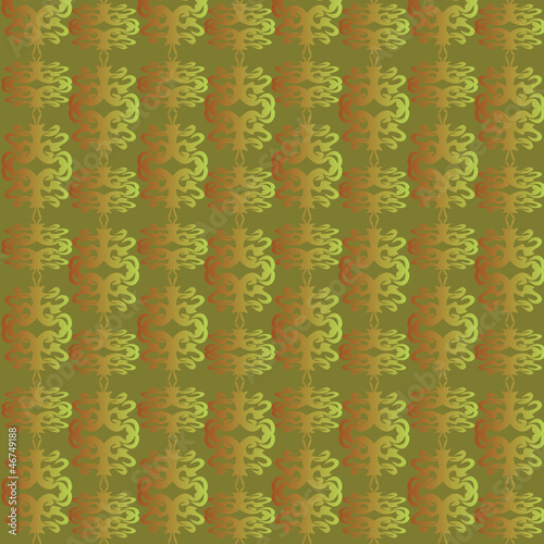 Green wallpaper pattern with green and red ornament