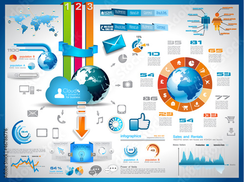 Infographics Elements for cloud computing graphs