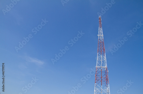 Telecommunications tower. Mobile phone base station