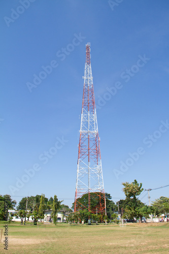 Telecommunications tower. Mobile phone base station