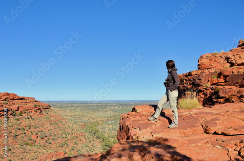 Hiker at Kings Canyon Looking at the Beautiful Landscape