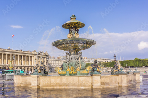 Famous fountain on Place de la Concorde in Paris, France