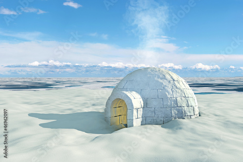 Nordic landscape with igloo