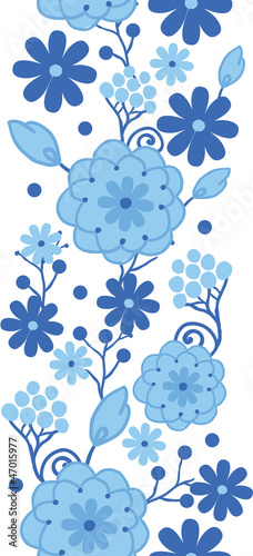 Vector Delft blue Holland flowers elegant vertical seamless