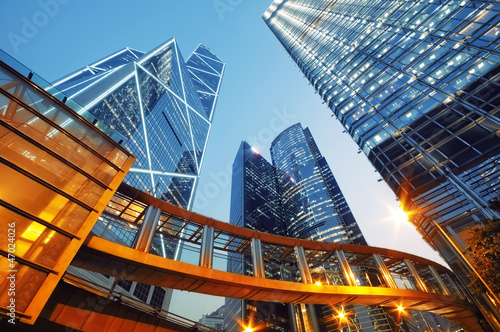 Modern office buildings in Hong Kong.