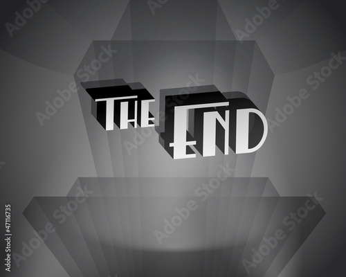 Realistic retro movie ending screen still - The End - Editable Vector.