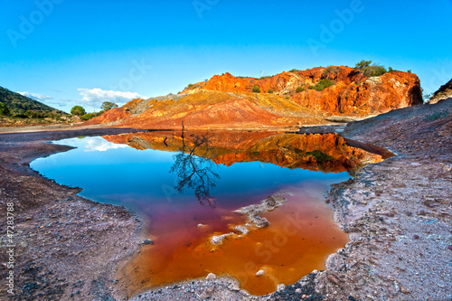 Small mineral lake in Rio Marina, Elba Island, Italy.