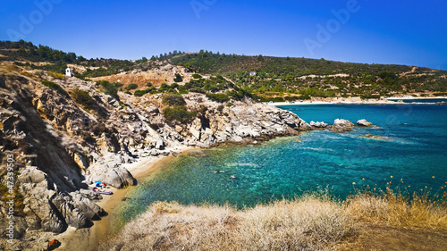 Wonderful beach at Aegean sea on Sithonia, Halkidiki penisula, G