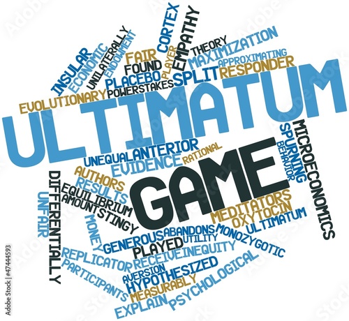 Word cloud for Ultimatum game