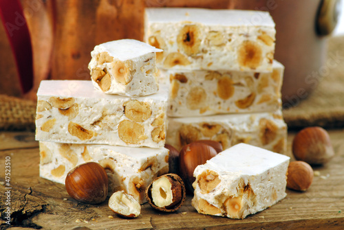 traditional italian nougat, torrone