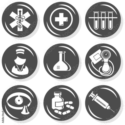 zdrowie medycyna badania zestaw ikon szary monochrom
