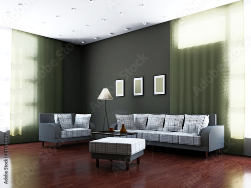 Livingroom with furniture and a lamp