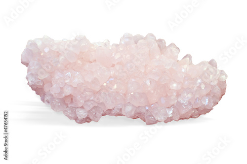 Rose quartz crystal on white