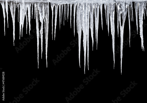 Icicles on a black background