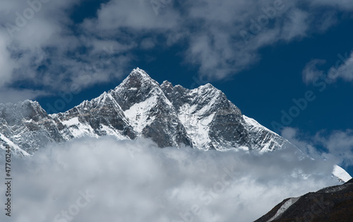 Lhotse, Lhotse shar peaks and cloudy sky in Himalaya