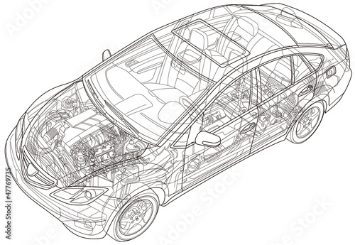 自動車の透視線画