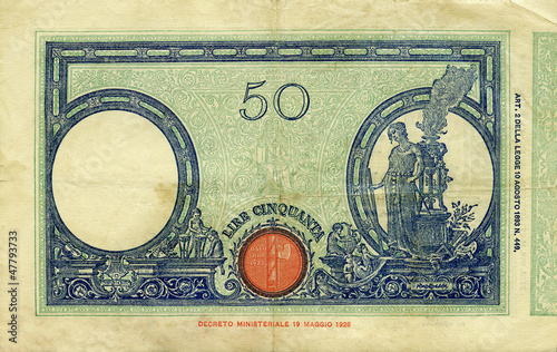 50 lire 1943 verso