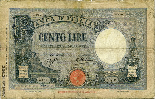 100 lire 1925 recto