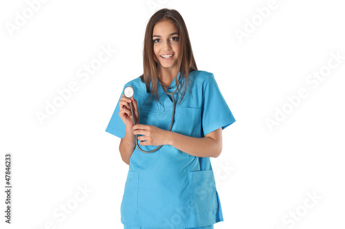 Stetoskop tutan bayan doktor hemşire