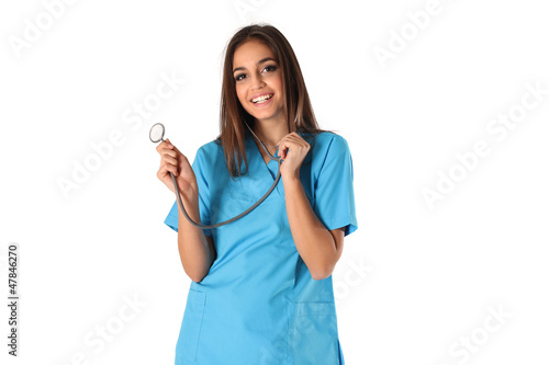 Stetoskop tutan bayan doktor hemşire