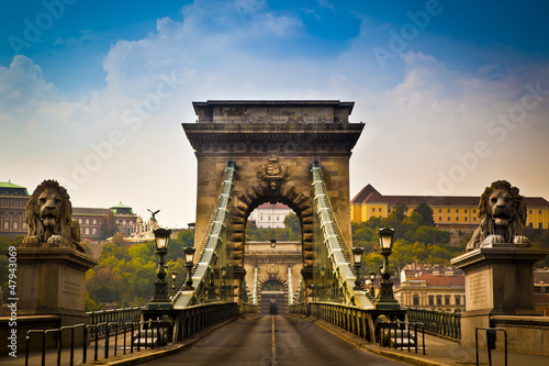 Chain Bridge over the River Danube in Budapest, Hungary