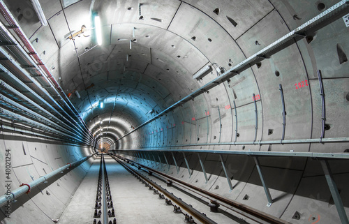 Underground tunnel with blue lights