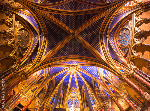 Interior view of the Sainte Chapelle, Paris, France.
