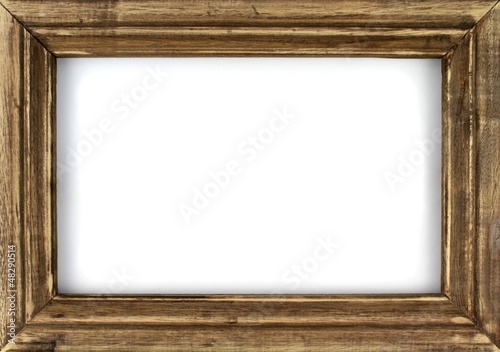 Old picture frame isolated on white background.